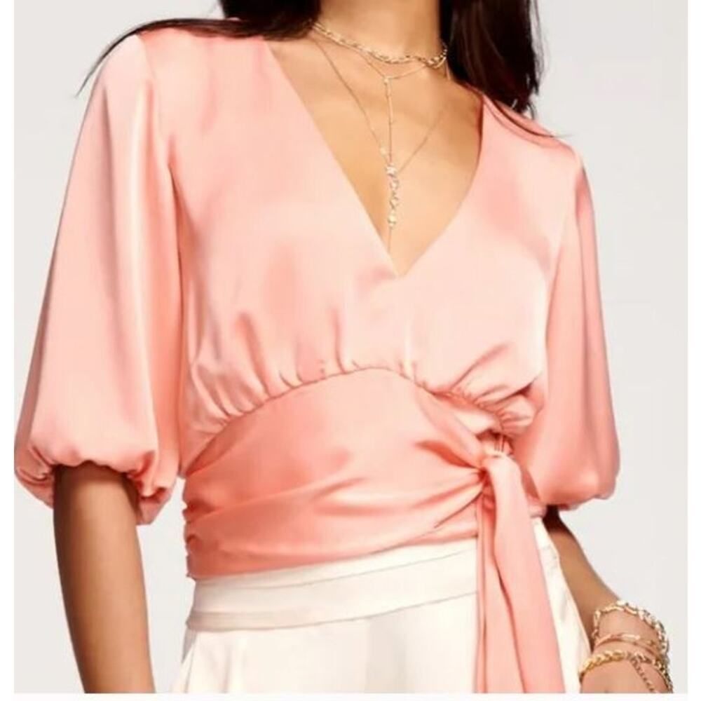 Ramy Brook Women's Ilana Deco Rose Satin Sash Top XXS NWT 325